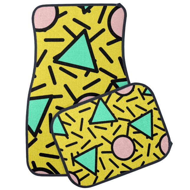 Mosaic stripes: retro memphis pattern car floor mat (Set)