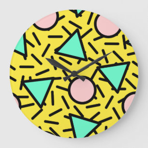 Mosaic stripes: retro memphis pattern large clock