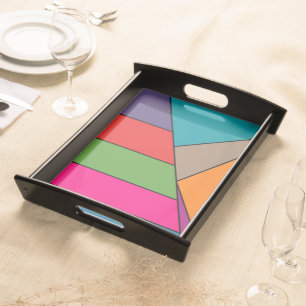 MOSAIC stripes triangles colored III + your ideas Serving Tray