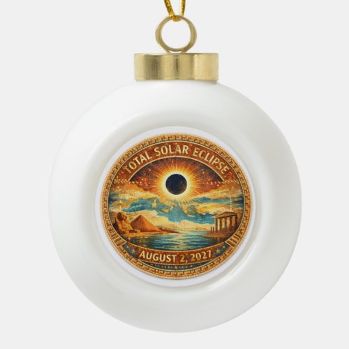 Mosaic Style 2027 Eclipse Ceramic Ball Christmas Ornament