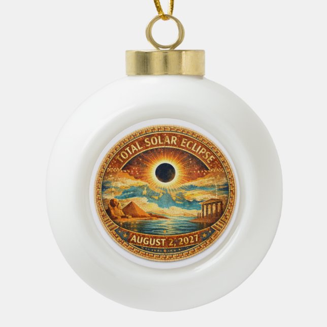 Mosaic Style 2027 Eclipse Ceramic Ball Christmas Ornament (Front)