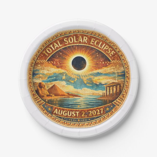Mosaic Style 2027 Eclipse Paper Plates (Front)