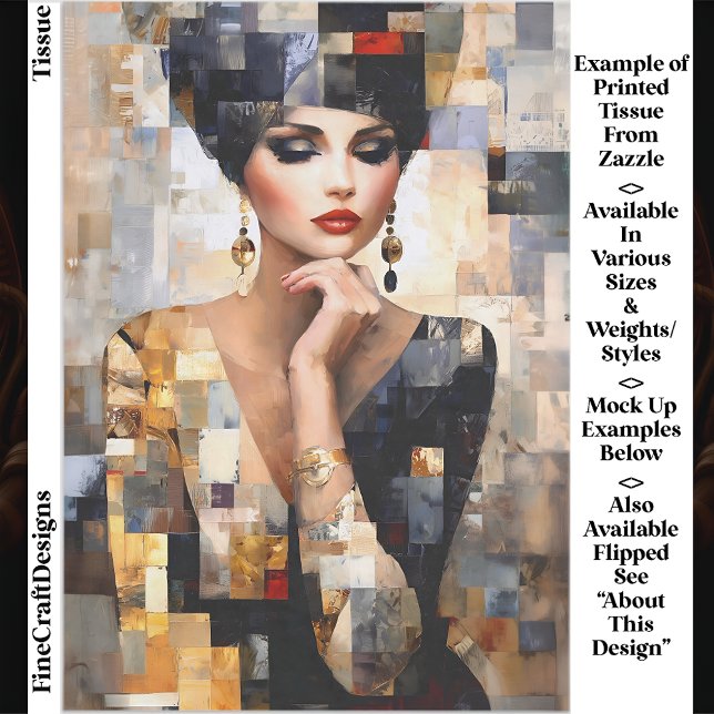 Mosaic Style Art of Glamorous Woman EB7R Decoupage Tissue Paper (Creator Uploaded)