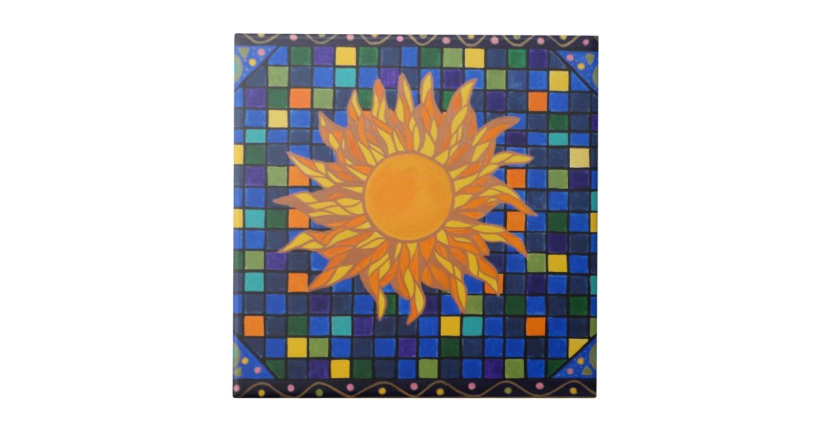 Mosaic Sun Ceramic Tile Zazzle