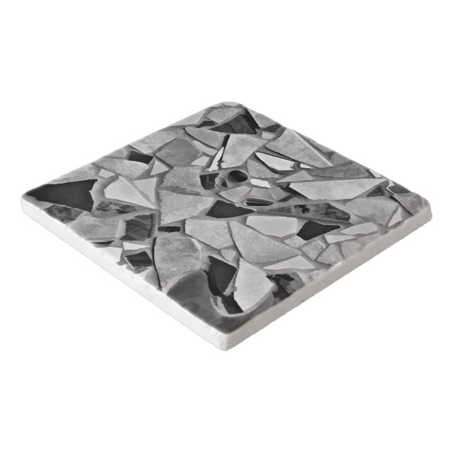 Mosaic Terrazzo Black, White Gray Photo Art Trivet (Corner)