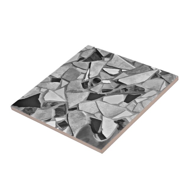 Mosaic Terrazzo Gray White Black Pattern Tile (Side)