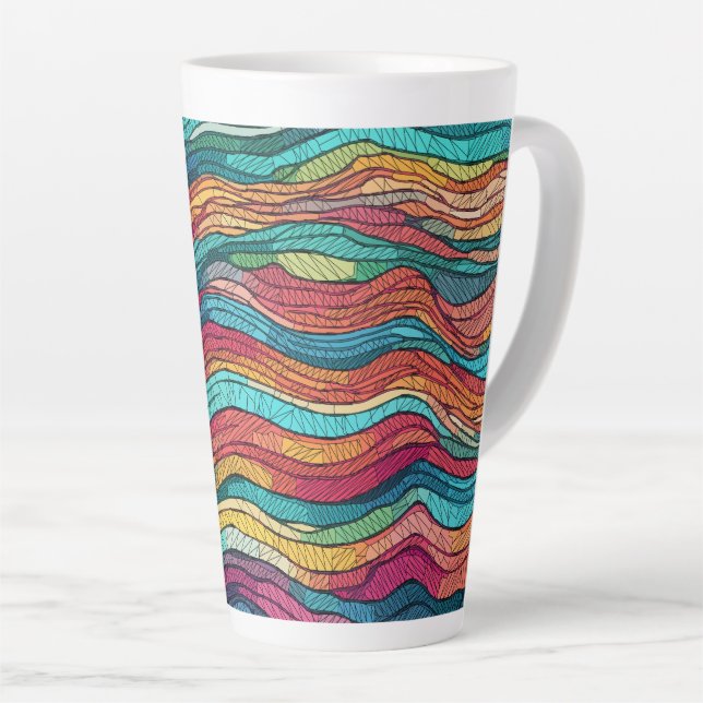 Mosaic Tide Latte Mug (Right Angle)