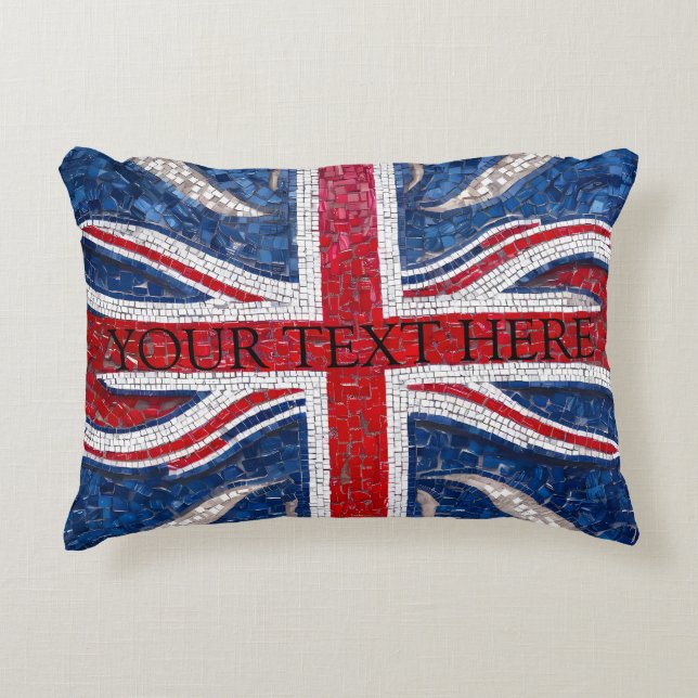 Mosaic Tile Effect of The United Kindoms Flag Accent Pillow (Front)