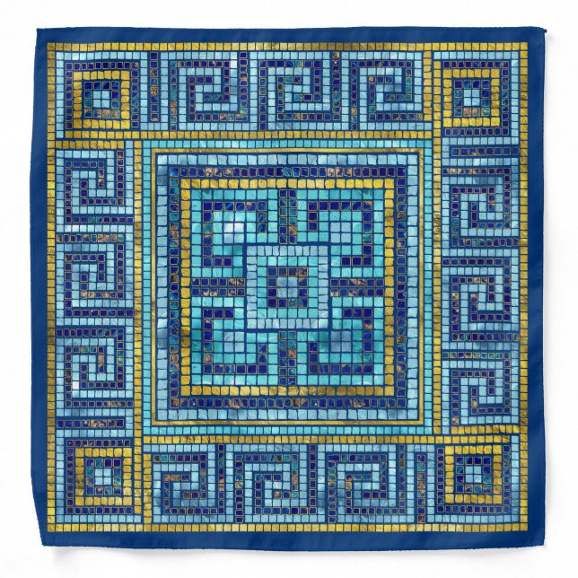 Mosaic Tile Greek Meander Key Bandana (Front)
