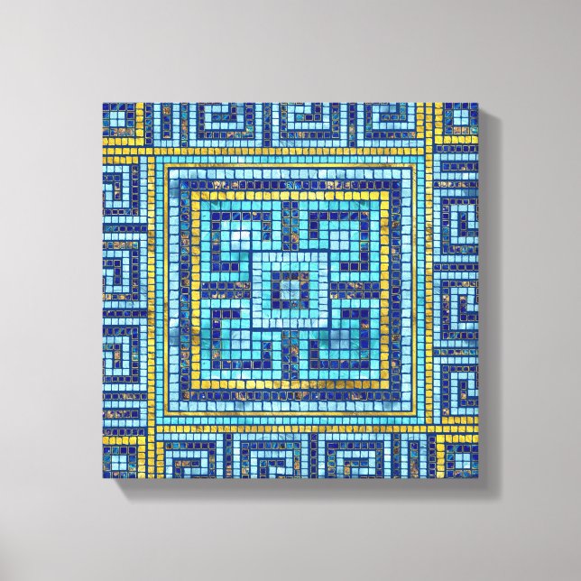 Mosaic Tile Greek Meander Key Canvas Print (Front)