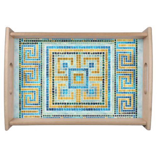 Mosaic Tile Greek Meander Key Serving Tray