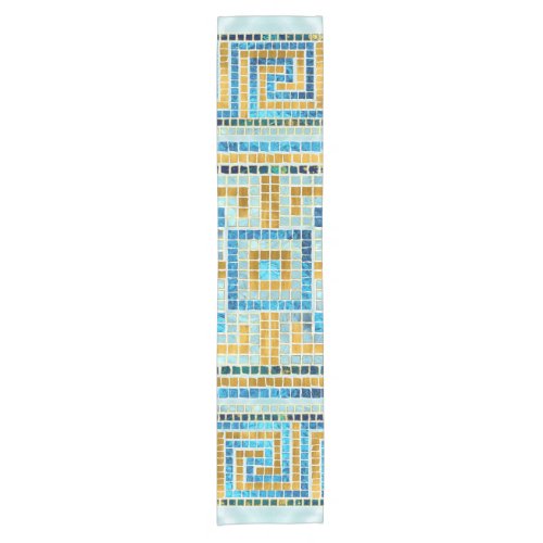 Mosaic Tile Greek Meander Key Short Table Runner