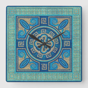 Mosaic Tile Ornament Square Wall Clock