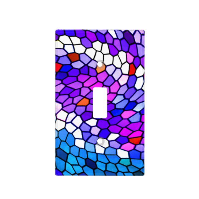 Mosaic Tile Pattern Blue Pink Light Switch Cover