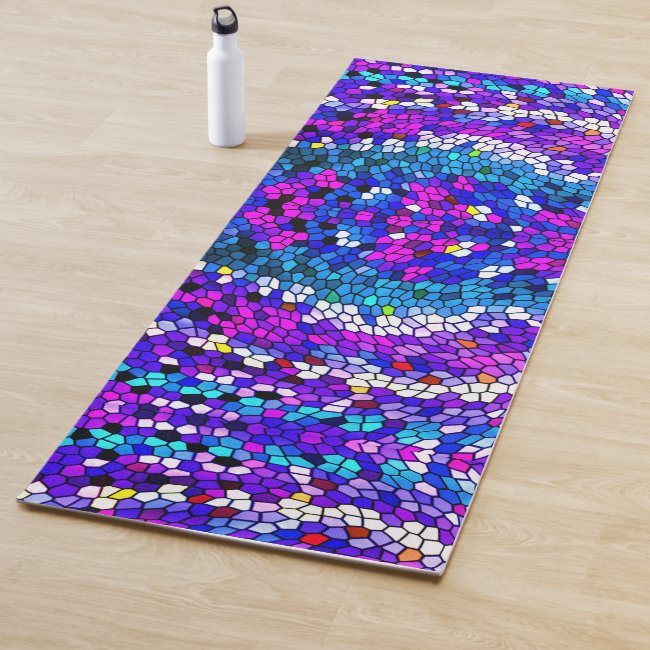 Mosaic Tile Pattern in Blue Purple Pink Yoga Mat
