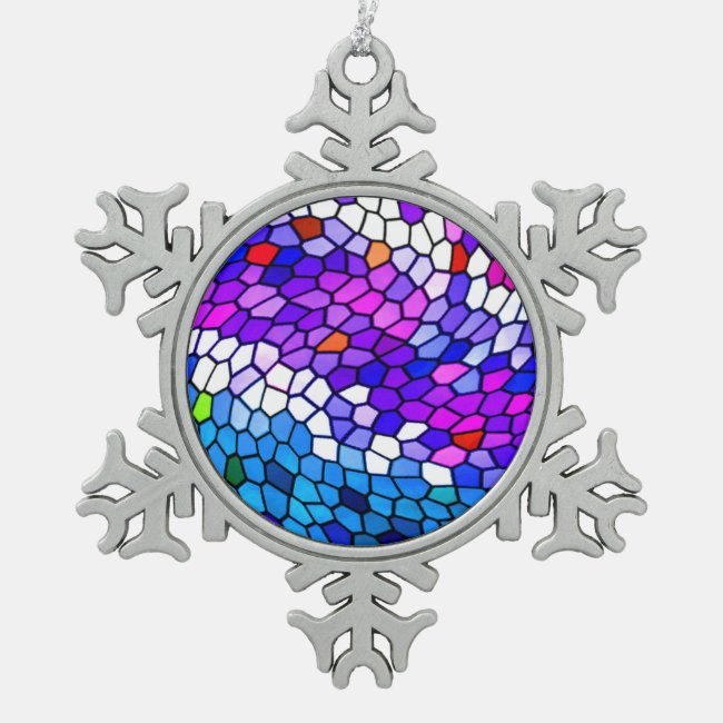 Mosaic Tile Pattern Pewter Snowflake Ornament