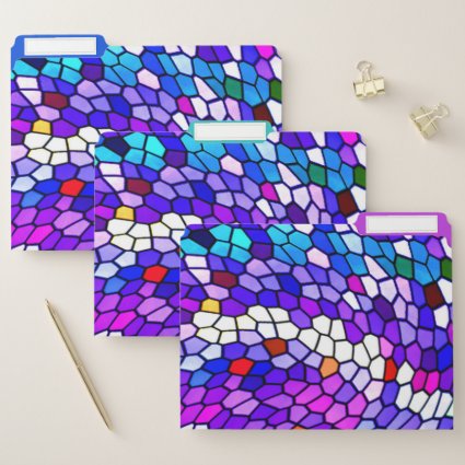 Mosaic Tile Pattern Purple Blue File Folder Set