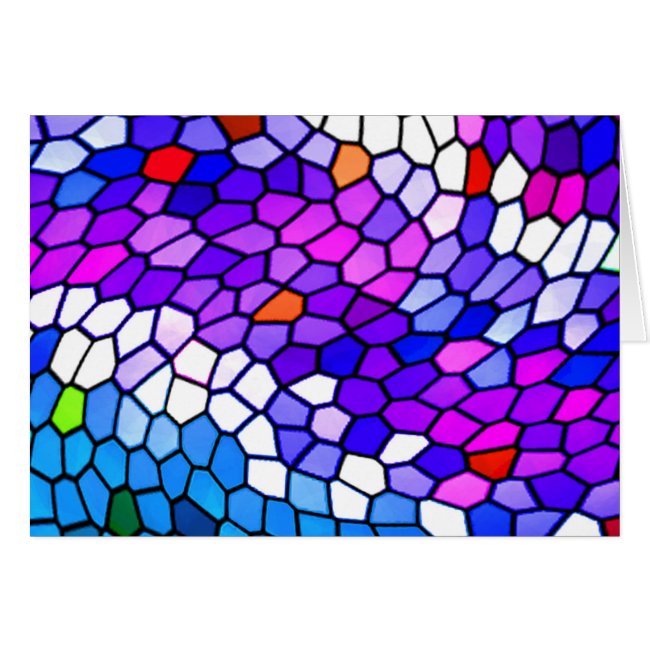 Mosaic Tile Pattern Purple Blue Pink Blank Card