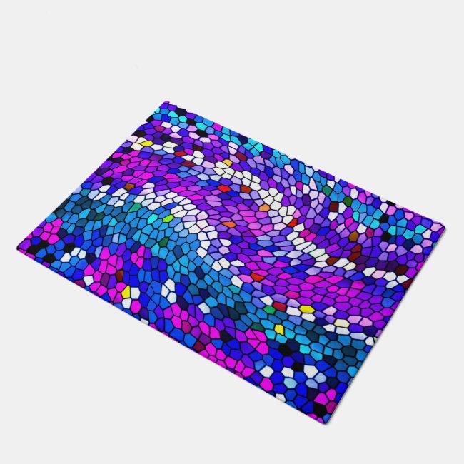 Mosaic Tile Pattern Purple Blue Pink Door Mat