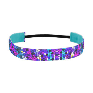 Mosaic Tile Pattern Purple Blue Pink Headband