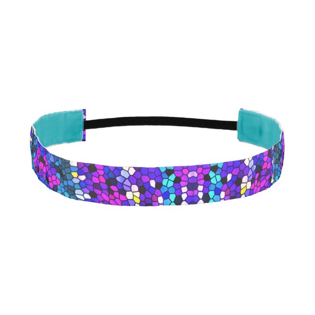 Mosaic Tile Pattern Purple Blue Pink Headband (Front)