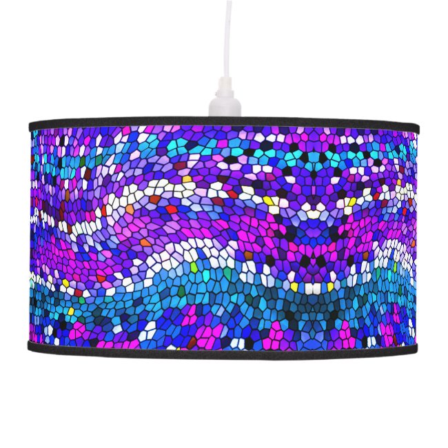Mosaic Tile Pattern Purple Blue Pink Pendant Lamp