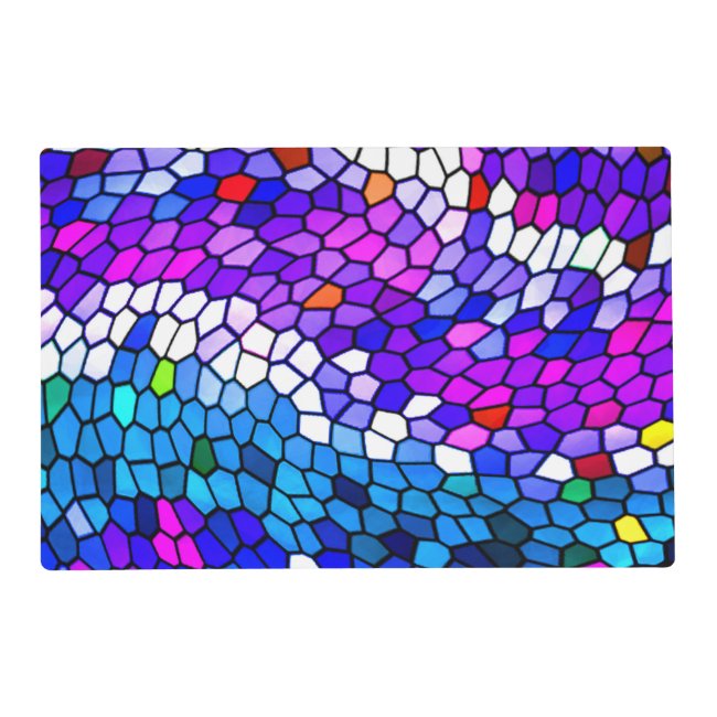 Mosaic Tile Pattern Purple Blue Pink Placemats