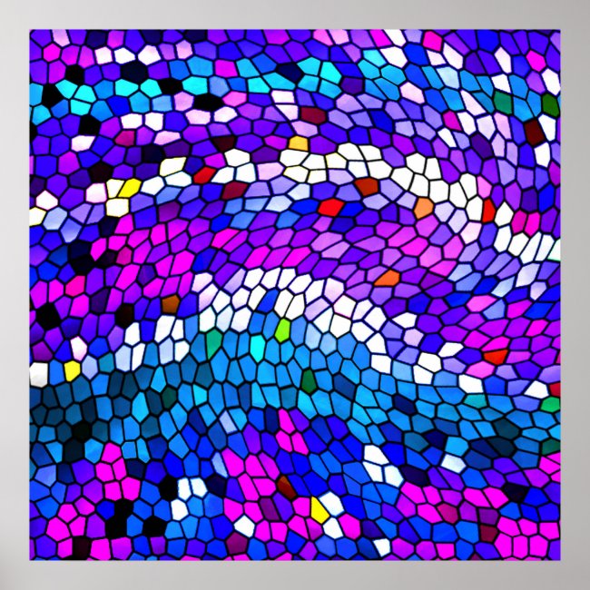 Mosaic Tile Pattern Purple Blue Pink Poster