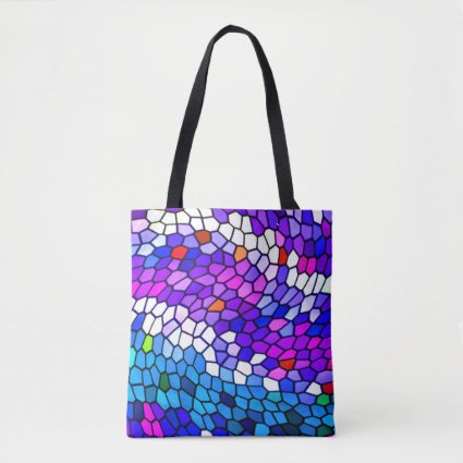 Mosaic Tile Pattern Purple Blue Pink Tote Bag