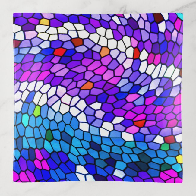 Mosaic Tile Pattern Purple Blue Pink Trinket Tray