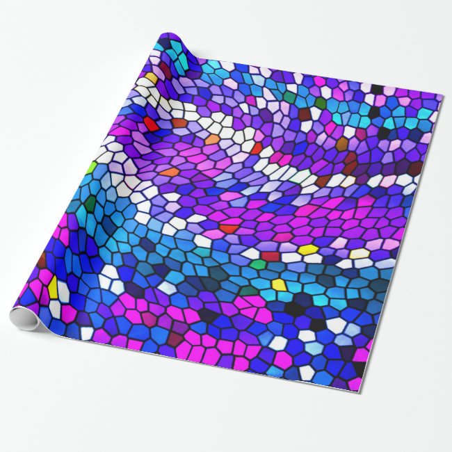 Mosaic Tile Pattern Purple Blue Wrapping Paper