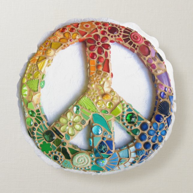 Mosaic Tile Peace Sign Pillow (Front)