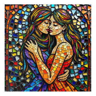 Mosaic Tile Style Ai Art Romantic Embrace