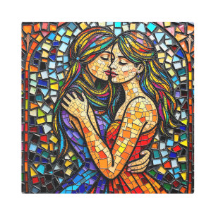 Mosaic Tile Style Ai Art Romantic Embrace