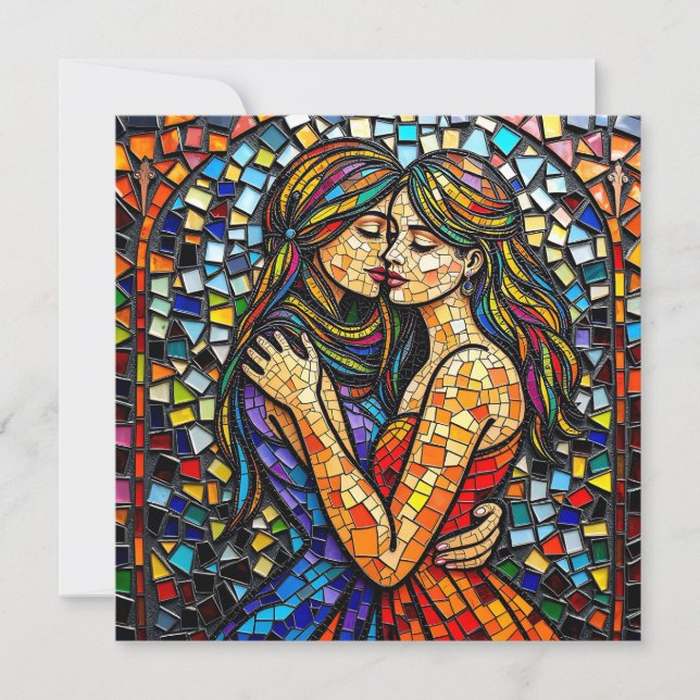 Mosaic Tile Style Ai Art Romantic Embrace (Front)