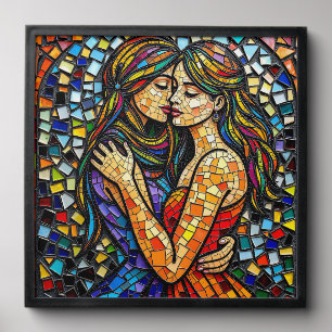 Mosaic Tile Style Ai Art Romantic Embrace