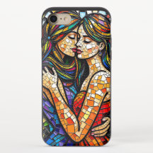 Mosaic Tile Style Ai Art Romantic Embrace 