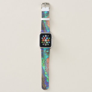 Mosaic Tiles Neon Polished Abalone Shell Abstract Apple Watch Band
