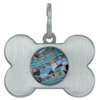 Mosaic Tiles of Blue and Green Pet Name Tag