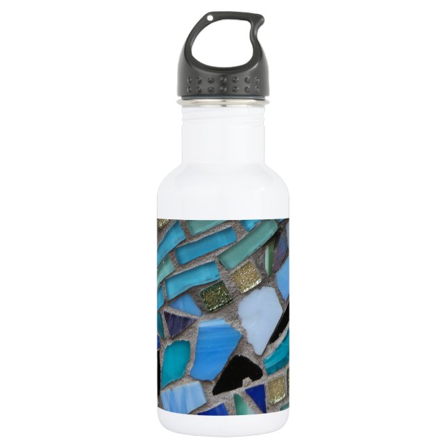 Mosaic Tiles of Blue and Green Stainless Steel Water Bottle (Front)