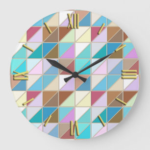 Mosaic Tiles - Pastels and earth tones Large Clock