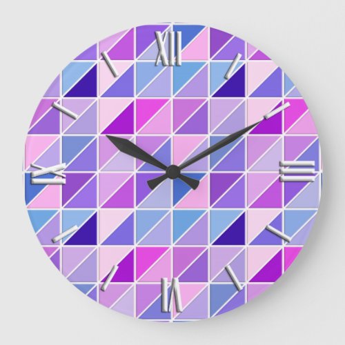 Mosaic Tiles _ pink aqua blue and violet Large Clock