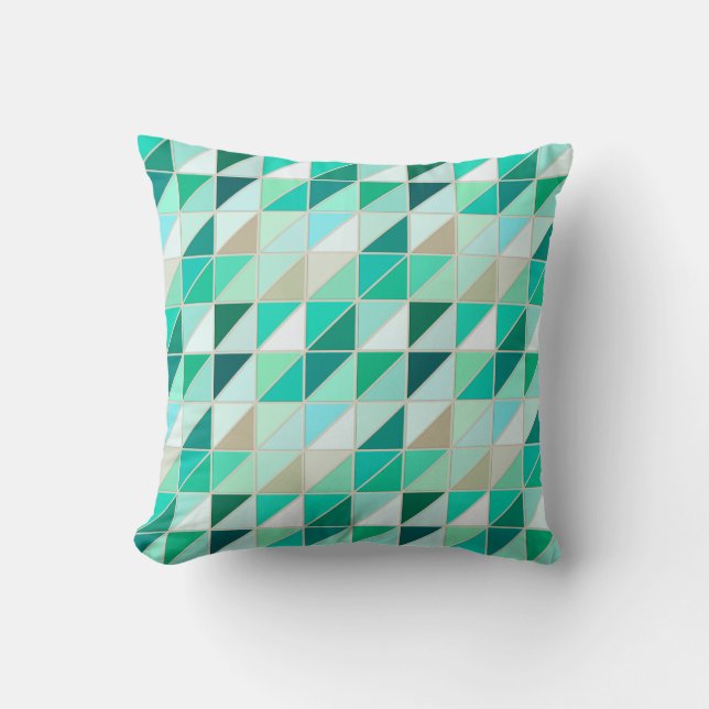 Mosaic Tiles - shades of seafoam green Throw Pillow (Front)