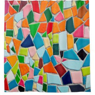 Mosaic tiles template texture shower curtain