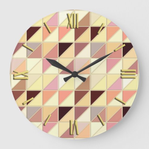 Mosaic Tiles _ yellow gold and earth tones Large Clock