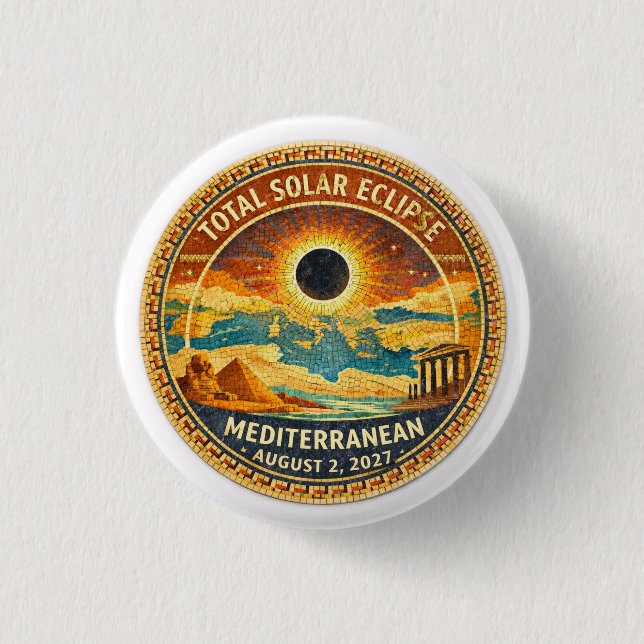 Mosaic  Total Solar Eclipse 2027 sticker Button (Front)