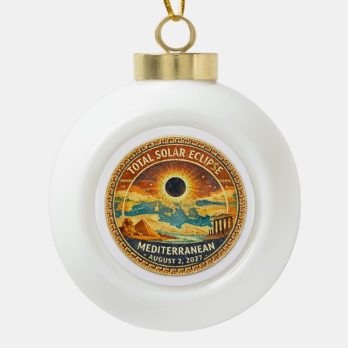 Mosaic  Total Solar Eclipse 2027 sticker Ceramic Ball Christmas Ornament