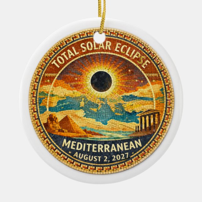 Mosaic  Total Solar Eclipse 2027 sticker Ceramic Ornament (Front)
