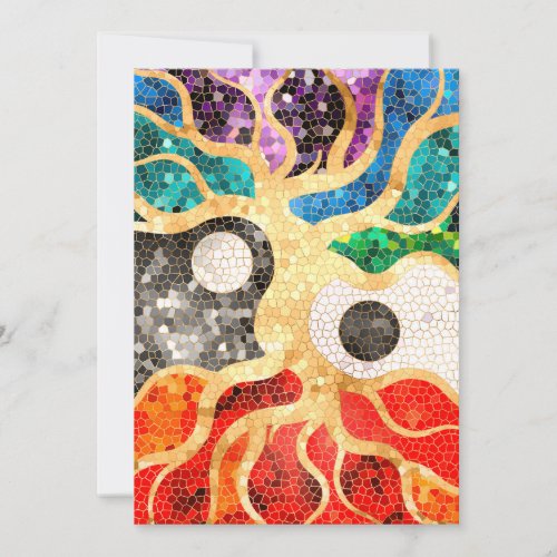 Mosaic Tree of life _ Yin Yang Holiday Card