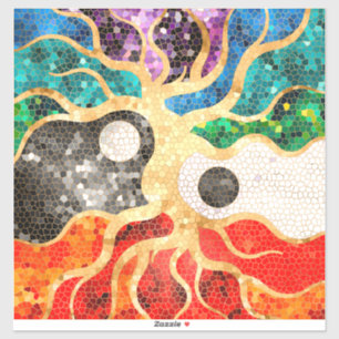 Mosaic Tree of life - Yin Yang Sticker